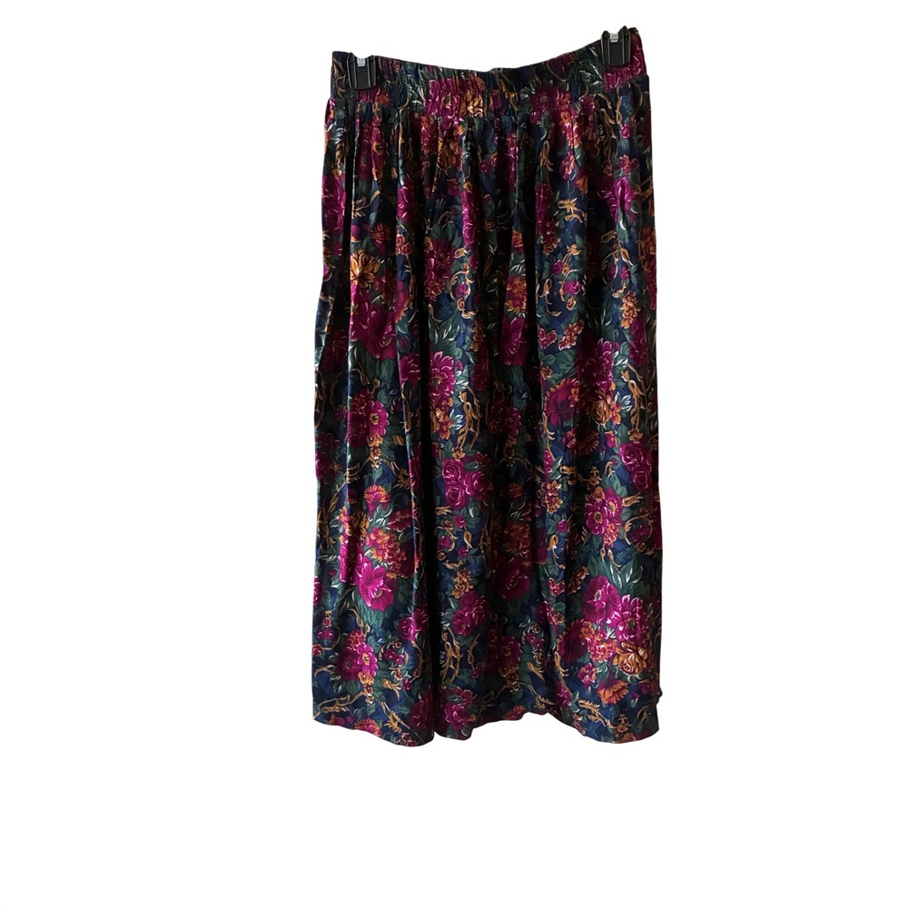 Vintage 90s Kensington Square Floral Midi Skirt Sz 13/14 Multicolor